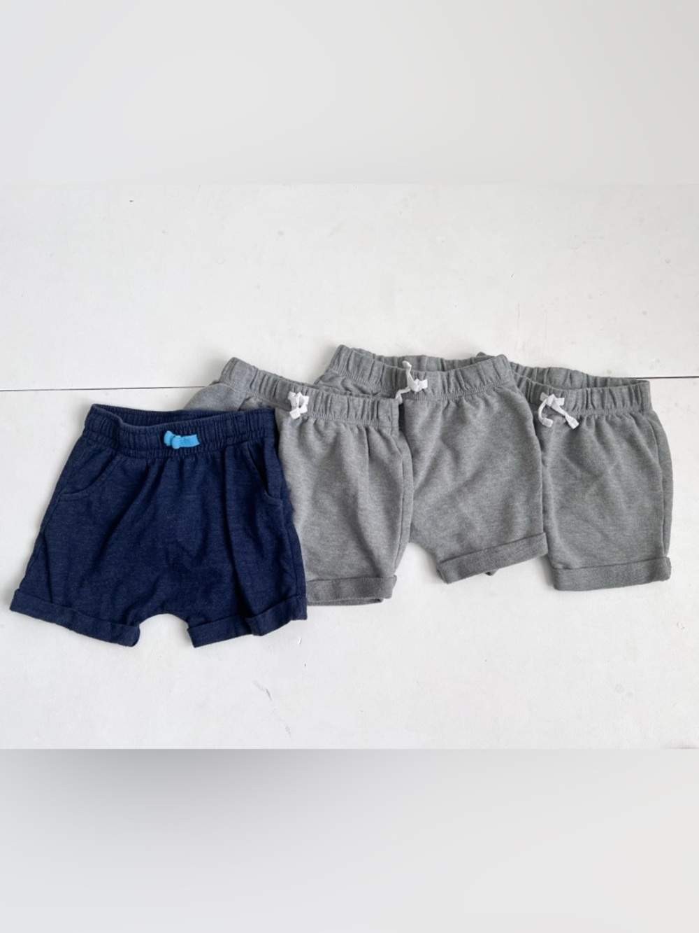 Lot of Toddler Gray and Navy Elastic-Waist Jersey Shorts - Size 18 Months